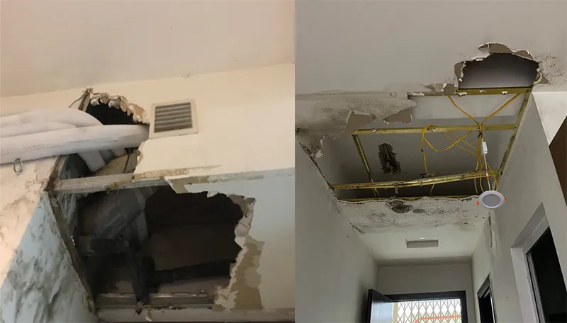 Sửa Chữa, Khóe, Vá Lỗ Trần Thạch Cao Bị ẩm Mốc