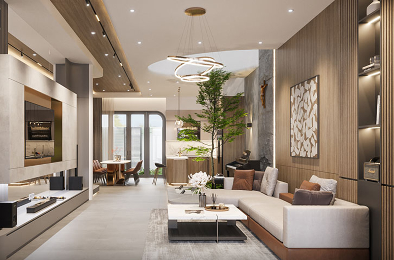 Mẫu Trần Thạch Cao Dành Cho Phòng Khách Liền Bếp 7