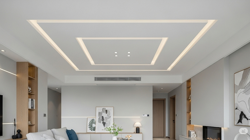 Mẫu Trần Thạch Cao Phòng Khách đơn Giản, Hiện đại 9