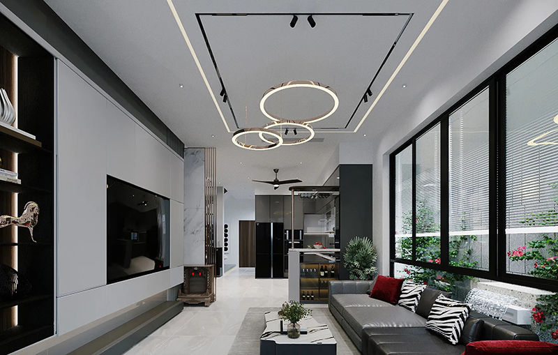 Mẫu Trần Thạch Cao Phòng Khách Nhà ống đẹp 2