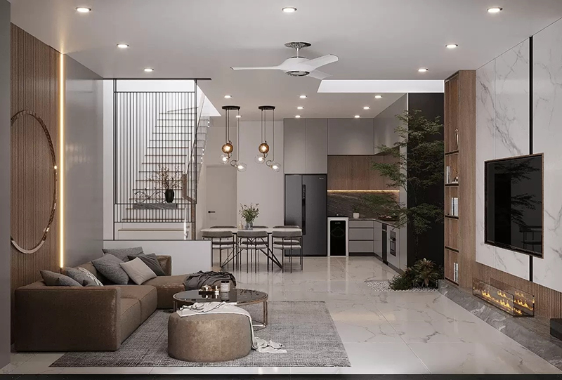 Mẫu Trần Thạch Cao Phòng Khách Nhà ống đẹp 4